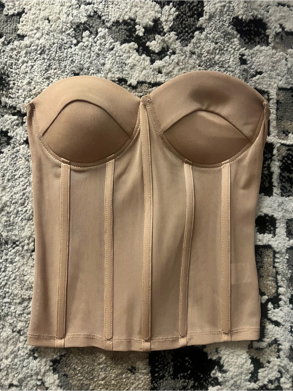 Strapless Longline Bandeau Bustier — Nude